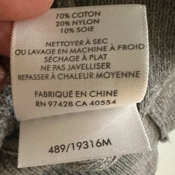 White + Warren Cotton Silk Blouson Sleeve Crew Neck Sweater Slate Gray 19316M S - Picture 5 of 5